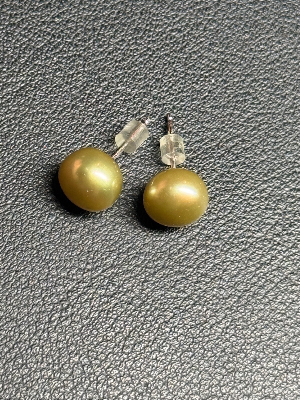 Honora Sterling Silver 9 mm Green Gold Pearl Stud Post Earrings